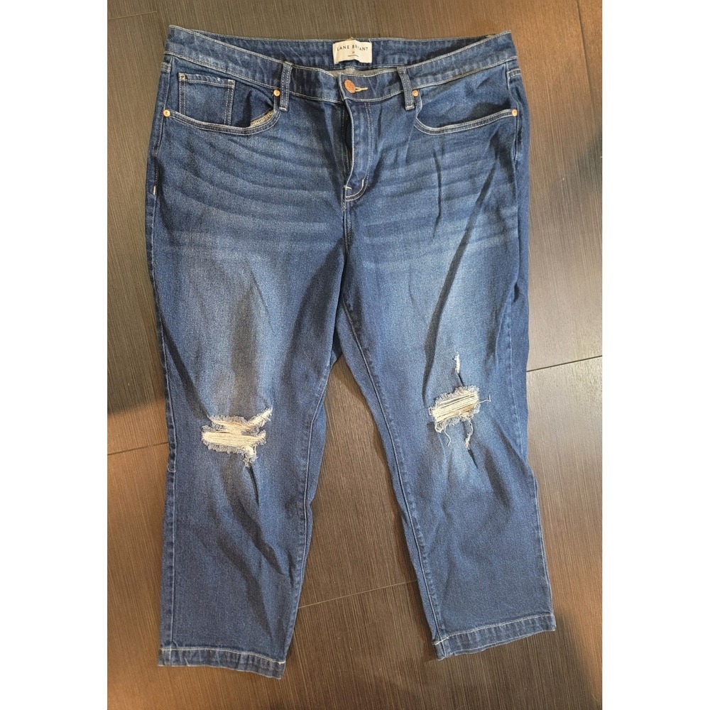 Lane Bryant Signature Mid Rise Slim Straight Ankle Distressed Denim Jeans 20S